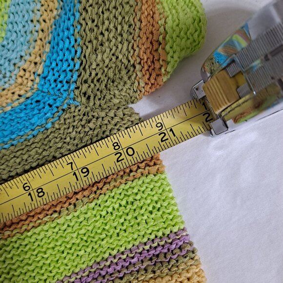 Crazy Horse Shirt Women XL Striped Colorful Artsy Open Knit Rainbow Stretchy - Picture 7 of 8